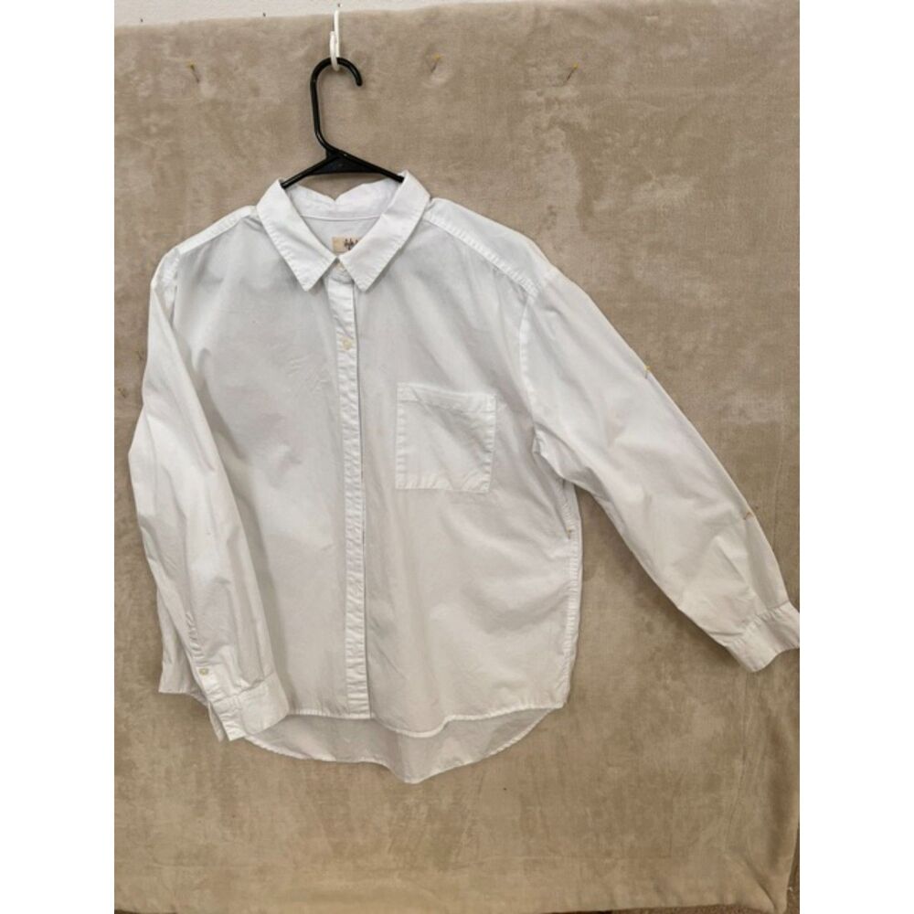 Style & Co White Cotton Button Up Long sleeve Shirt, Size Large